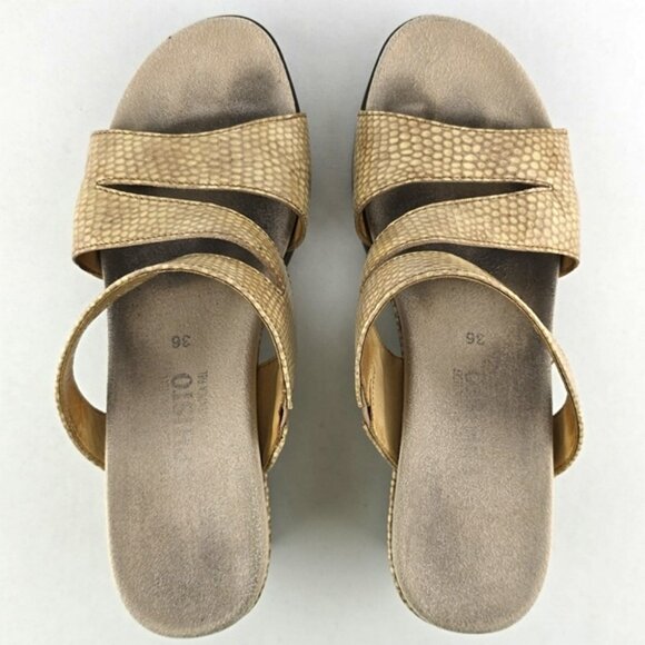 Mephisto Women's Patent Reptile Leather Slip On Strappy Wedge Sandals Size 36 - Picture 7 of 16